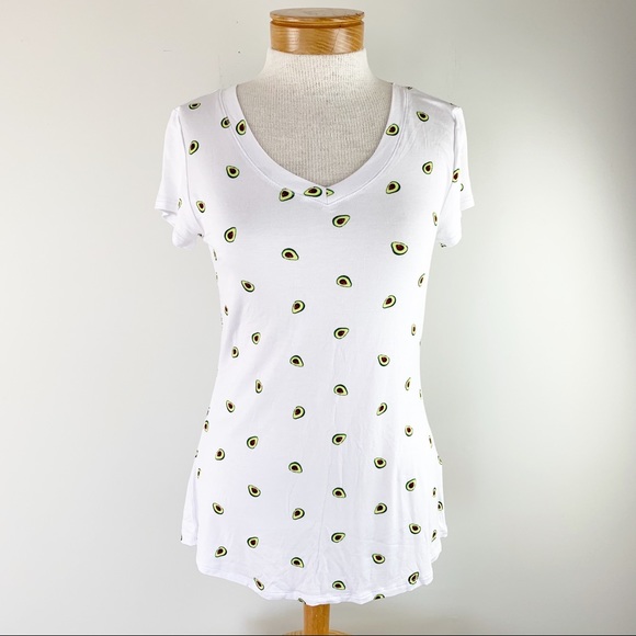 Cupio Tops - Cupio Avocado sliced Vneck fitted graphic tee